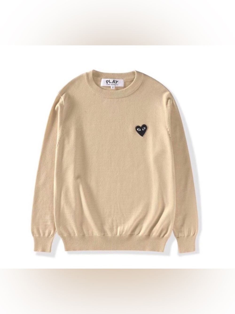 Comme Des Garcons Play Camel Tan Crewneck Sweater
